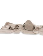 Qmini Prosop cu gluga Eared Bear Mocha cu broderie si urechi 100x100 cm din tricot termo-terry din bambus