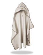 Qmini Prosop cu gluga pentru juniori Beige cu urechi si agatatoare 120x85cm tricot termo-terry din bambus