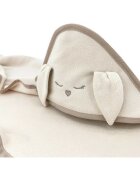 Qmini Prosop cu gluga Rabbit Beige cu broderie si urechi 100x100 cm din tricot termo-terry din bambus