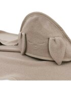 Qmini Prosop cu gluga Rabbit Mocha cu broderie si urechi 100x100 cm din tricot termo-terry din bambus