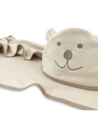 Qmini Prosop cu gluga Teddy Bear Beige cu broderie si urechi 100x100 cm din tricot termo-terry din bambus