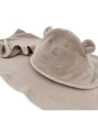 Qmini Prosop cu gluga Teddy Bear Mocha cu broderie si urechi 100x100 cm din tricot termo-terry din bambus