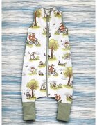 Qmini Sac de dormit Fox on bikes Natural cu picioruse de iarna din bumbac fermoar 103 cm marimea M