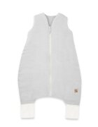 Qmini Sac de dormit Gray cu picioruse de iarna din muselina dubla cu fermoar pe mijloc 90 cm S