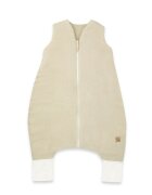 Qmini Sac de dormit Warm Beige cu picioruse de iarna din muselina dubla cu fermoar pe mijloc 90 cm S