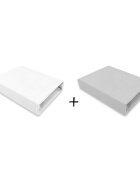 Qmini Set 2 cearceafuri cu elastic pentru patut 90x50 cm din bumbac white and grey