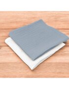 Qmini Set 2 museline Jeans si Cream multifunctionale bumbac dublu 30x30 cm