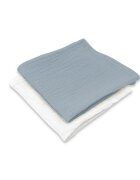 Qmini Set 2 museline Jeans si Cream multifunctionale bumbac dublu 30x30 cm