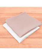 Qmini Set 2 museline Powder Pink si Cream multifunctionale bumbac dublu 30x30 cm