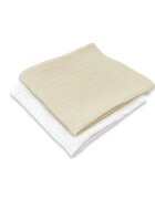 Qmini Set 2 museline Warm beige si Cream multifunctionale bumbac dublu 30x30 cm