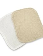 Qmini Set de 2 lavete Beige Cream si Warm Beige pentru ingrijirea corpului bebelusului din bambus si muselina