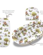 Qmini Set pentru landoucosulet Fox on bikes Natural cu protectie saltea si pernuta din bumbac