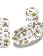 Qmini Set pentru landoucosulet Fox on bikes Natural cu protectie saltea si pernuta din bumbac