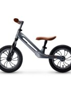 QPlay Bicicleta copii fara pedale Balance bike Racer Gri de la 3 ani pana la 30 kg cadru usor de magneziu reglabil sa comoda acoperita cu piele ecologica roti de cauciuc gonflabil