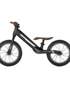 QPlay Bicicleta copii fara pedale Balance bike Racer Negru de la 3 ani pana la 30 kg cadru usor de magneziu reglabil sa comoda acoperita cu piele ecologica roti de cauciuc gonflabil