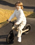 QPlay Bicicleta copii fara pedale Balance bike Racer Platinum de la 3 ani pana la 30 kg cadru usor de magneziu reglabil sa comoda acoperita cu piele ecologica roti de cauciuc gonflabil