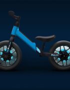 QPlay Bicicleta copii fara pedale Balance bike Spark Albastru 12 inch de la 3 ani pana la 30 kg iluminare LED la roti ghidon ajustabil cu mansoane anti-alunecare sa ajustabila pe inaltime roti de cauciuc