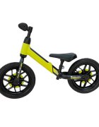 QPlay Bicicleta copii fara pedale Balance bike Spark Verde 12 inch de la 3 ani pana la 30 kg iluminare LED la roti ghidon ajustabil cu mansoane anti-alunecare sa ajustabila pe inaltime roti de cauciuc