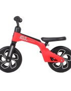 QPlay Bicicleta copii fara pedale Balance bike Tech Rosu 10 inch roti gonflabile de la 3 ani pana la 30 kg scaun si ghidon reglabile pe inaltime