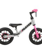 QPlay Bicicleta copii fara pedale pentru copii Roz sa reglabila si cadru otel roti rezistente de spuma cu lumini LED activate de miscare suport de picioare generos varsta 3-6 ani