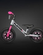 QPlay Bicicleta copii fara pedale pentru copii Roz sa reglabila si cadru otel roti rezistente de spuma cu lumini LED activate de miscare suport de picioare generos varsta 3-6 ani