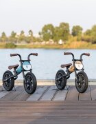 QPlay Bicicleta fara pedale Feduro Albastru Balance bike roti 12 inch gonflabile sa ajustabila din piele ecologica varsta 3-6 ani