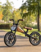 QPlay Bicicleta fara pedale Feduro Bej Balance bike roti 12 inch gonflabile sa ajustabila din piele ecologica varsta 3-6 ani