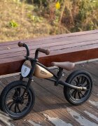 QPlay Bicicleta fara pedale Feduro Bej Balance bike roti 12 inch gonflabile sa ajustabila din piele ecologica varsta 3-6 ani