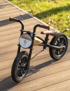 QPlay Bicicleta fara pedale Feduro Bej Balance bike roti 12 inch gonflabile sa ajustabila din piele ecologica varsta 3-6 ani