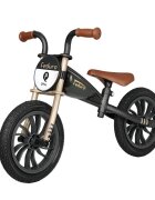 QPlay Bicicleta fara pedale Feduro Negru-Auriu Balance bike roti 12 inch gonflabile sa ajustabila din piele ecologica varsta 3-6 ani