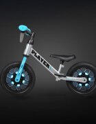 QPlay Bicicleta pentru copii fara pedale Albastru sa reglabila si cadru otel roti rezistente de spuma cu lumini LED activate de miscare suport de picioare generos varsta 3-6 ani