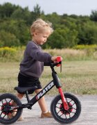 QPlay Bicicleta pentru copii fara pedale Albastru sa reglabila si cadru otel roti rezistente de spuma cu lumini LED activate de miscare suport de picioare generos varsta 3-6 ani