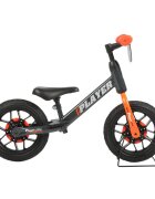 QPlay Bicicleta pentru copii fara pedale Portocaliu sa reglabila si cadru otel roti rezistente de spuma cu lumini LED activate de miscare suport de picioare generos varsta 3-6 ani roti din cauciuc plin