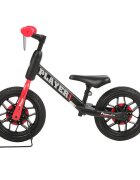 QPlay Bicicleta pentru copii fara pedale Rosu sa reglabila si cadru otel roti rezistente de spuma cu lumini LED activate de miscare suport de picioare generos varsta 3-6 ani roti din cauciuc plin