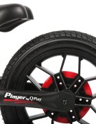QPlay Bicicleta pentru copii fara pedale Rosu sa reglabila si cadru otel roti rezistente de spuma cu lumini LED activate de miscare suport de picioare generos varsta 3-6 ani roti din cauciuc plin