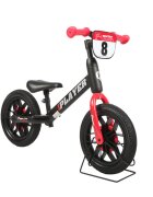 QPlay Bicicleta pentru copii fara pedale Rosu sa reglabila si cadru otel roti rezistente de spuma cu lumini LED activate de miscare suport de picioare generos varsta 3-6 ani roti din cauciuc plin