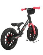 QPlay Bicicleta pentru copii fara pedale Rosu sa reglabila si cadru otel roti rezistente de spuma cu lumini LED activate de miscare suport de picioare generos varsta 3-6 ani roti din cauciuc plin