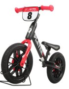QPlay Bicicleta pentru copii fara pedale Rosu sa reglabila si cadru otel roti rezistente de spuma cu lumini LED activate de miscare suport de picioare generos varsta 3-6 ani roti din cauciuc plin