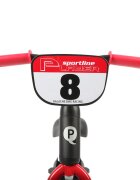 QPlay Bicicleta pentru copii fara pedale Rosu sa reglabila si cadru otel roti rezistente de spuma cu lumini LED activate de miscare suport de picioare generos varsta 3-6 ani roti din cauciuc plin