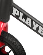QPlay Bicicleta pentru copii fara pedale Rosu sa reglabila si cadru otel roti rezistente de spuma cu lumini LED activate de miscare suport de picioare generos varsta 3-6 ani roti din cauciuc plin