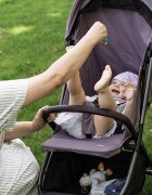 QPlay Carucior pentru copii Grav Violet pliere cu o singura mana amortizoare suport reglabil pentru picioare bara de protectie detasabila