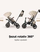 QPlay Tricicleta pentru copii Comfo Max Bej ultrapliabila scaun pivotant roti eva spatar reglabil