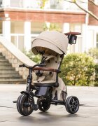 QPlay Tricicleta pentru copii Comfo Max Bej ultrapliabila scaun pivotant roti eva spatar reglabil