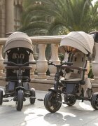 QPlay Tricicleta pentru copii Comfo Max Bej ultrapliabila scaun pivotant roti eva spatar reglabil