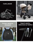 QPlay Tricicleta pentru copii Comfo Max Coffee ultrapliabila scaun pivotant roti eva spatar reglabil