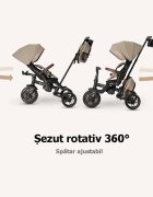 QPlay Tricicleta pentru copii Comfo Max Coffee ultrapliabila scaun pivotant roti eva spatar reglabil