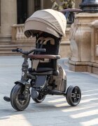 QPlay Tricicleta pentru copii Comfo Max Coffee ultrapliabila scaun pivotant roti eva spatar reglabil