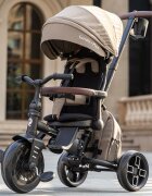 QPlay Tricicleta pentru copii Comfo Max Coffee ultrapliabila scaun pivotant roti eva spatar reglabil