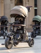 QPlay Tricicleta pentru copii Comfo Max Coffee ultrapliabila scaun pivotant roti eva spatar reglabil