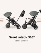 QPlay Tricicleta pentru copii Comfo Max Gri ultrapliabila scaun pivotant roti eva spatar reglabil